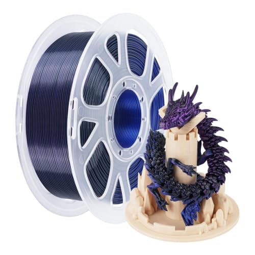 Kingroon Silk PLA Filament, Tri Color PLA Filament, Multicolor 3D Printer Filament, Dimensional Accuracy 1.75mm (+/-0.02mm) 1kg Spool(2.2lbs), Black Blue Purple - color: 1kg-black Blue Purple, size: 1KG