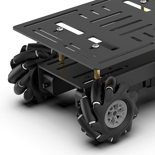 LewanSoul Mecanum Robot Chassis Car Kit with 360° Omnidirectional Wheel, Aluminum Alloy Frame, TT Motor, 66mm Omnidirectional Wheels, Robotic Moving Platform Robot Car DIY Kit (Unassembled)