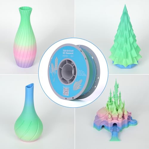 TECSONAR Matte Rainbow PLA 3D Printer Filament, 1KG Spool(2.2lbs) 1.75mm PLA Fast Color Change 3D Printing Material, Multicolor Gradient Filament for Most FDM 3D Printers,Matte Rainbow - color: Matte Rainbow