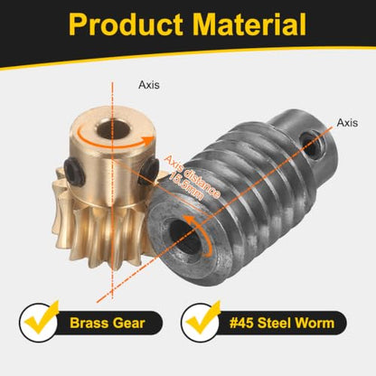 uxcell Worm Gear Set 15T 1 Module 15:1 Reduction Rate, 5mm/6mm Bore - size: 5mm/6mm Bore (1Mod 15T)