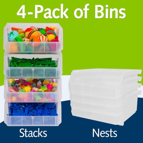 ReadySpace Medium-Wide Stackable Plastic Storage Bins, 4-Pack, Clear - color: Clear, size: Medium-Wide, 4-Pack