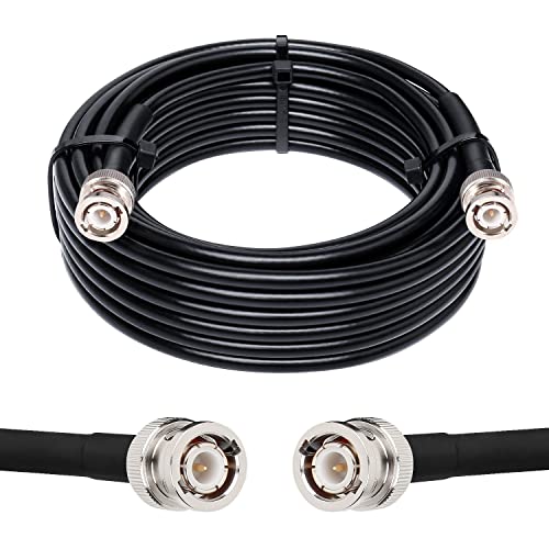 MOOKEERF BNC Cable - 30FT RG58 50 ohm Male to Male Coax Cables Low Loss BNC Extension Coaxial Cable with for Antennas, RF Radios, Modems, Oscilloscopes, Spectrum, etc (Black) - size: 30FT