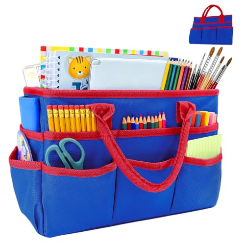 AKAYOK Craft Organizer Tote Bag, Art Supply Bag, Art Bags for Supplies,Blue - color: Blue