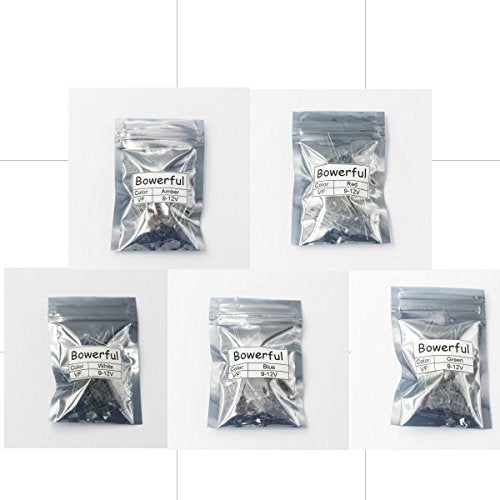 (3mm 9-12V LED)50pcs in Each Color(Total: 250pcs) White//Red/Blue/Green/Yellow Gauge Cluster Instrument Light Emitting diodes - color: Mix (White, Red, Blue, Green, Yellow), size: 250 Count (Pack of 1), style: 3 mm