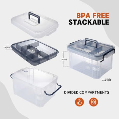2-Tier Medicine Organizer - Plastic Portable Storage Box with Handle Blue - color: Blue