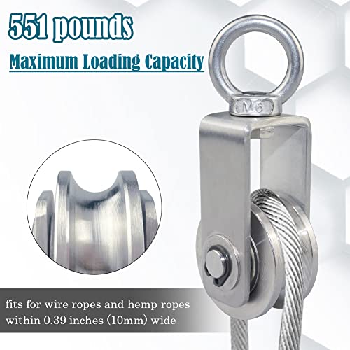 FONUNO Cable Pulley Wheel Stainless Steel Swivel Pulley Block, 2 Pack
