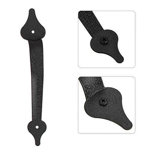 Homode Decorative Garage Door Hinges Handles, Faux Garage Door Accents, Metal Handles Hinges Hardware Kit, Screw Mounted, Black, Spear Style (4 Hinges+2 Handles) - size: 4 Hinges+2 Handles
