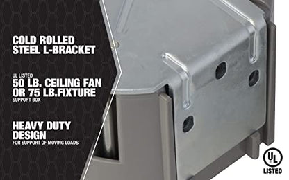 Southwire Electrical Box for Ceiling Fan, Light Fixture, 50lb Ceiling Fan and 75lb Light Fixture Support, Depth Adjustable, Gray, MSBFAN - size: Ceiling, style: Fan & Fixture