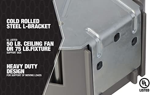 Southwire Electrical Box for Ceiling Fan, Light Fixture, 50lb Ceiling Fan and 75lb Light Fixture Support, Depth Adjustable, Gray, MSBFAN (Pack of 10) - size: Ceiling (Pack of 10), style: Fan & Fixture