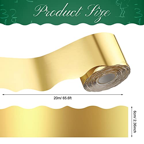 Ecally 65.6 Ft Scalloped Bulletin Board Borders Decor,Gold - color: Gold