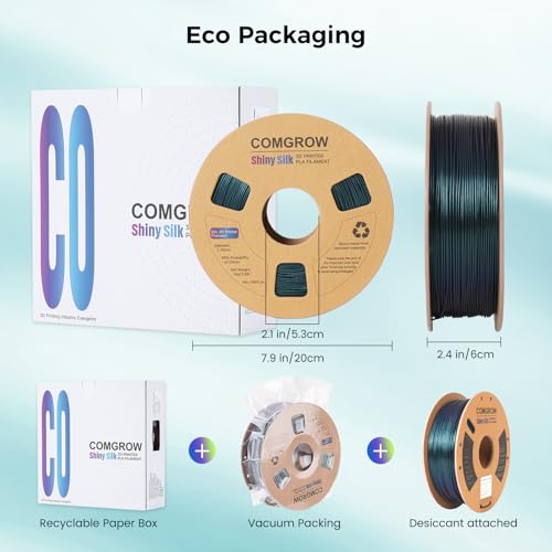 Comgrow 3D Printer Filament, Silk PLA Filament 1.75mm Burnt Titanium 1KG (2.2LBS), Dimensional Accuracy +/- 0.02 mm, Color Changeable 3D Printing Filament Changing Colors with Light - color: Burnt Titanium