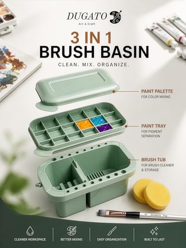 DUGATO 3-in-1 Paint Brush Cleaner, Brush Basin Washer, Green - color: Green