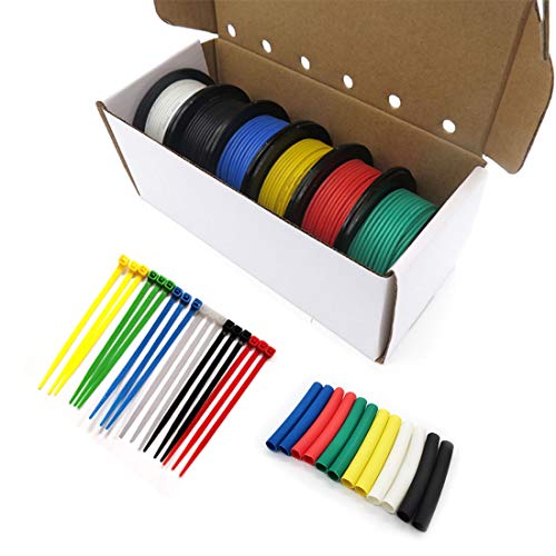 Fermerry 26 AWG Stranded Wire Spool 5ft Each 6 Colors - size: 5FT, style: 26 AWG-6C
