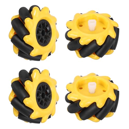 MECCANIXITY 4Pack Mecanum Wheels Set, 60mm / 2.36 ABS Rubber left and right Omnidirectional Wheels for Smart Robot Car Parts DIY Models Accessories, Yellow - size: 60mm / 2.36"