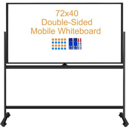 Large Rolling Whiteboard on Wheels, 72x40 Inches Dry Erase Board with Stand - color: Black, size: 72"W x 40"H