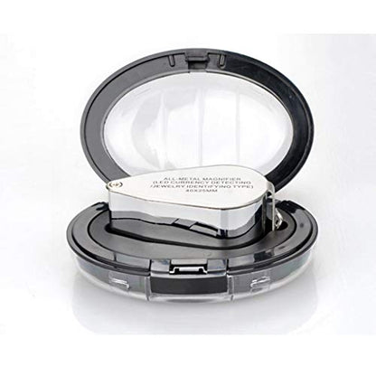 40X 25mm Illuminated Jewelry LED UV Lens Loupe Magnifier with All Metal Construction Folding Jewelers Magnifying Glass with Protective Case for Currency Detecting Jewelry Identifying