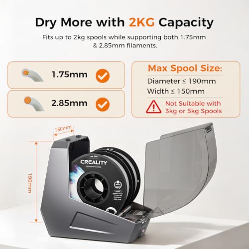 Creality 2026 New Space Pi V2 Plus Filament Dryer, 2 Rolls 3D Printer Filament Dryer Box Upgraded PTC Heating, Temp Sensor, 75°C Faster Drying for 1.75/2.85mm PLA PETG ABS TPU PP PC - size: Space PI V2 Plus