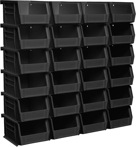 Akro-Mils 30210 AkroBins Plastic Storage Bin Hanging Stacking Containers, (5-Inch x 4-Inch x 3-Inch), Black, 24-Pack - color: Black
