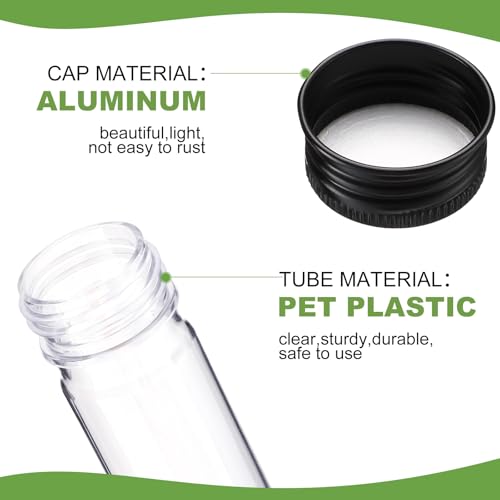 Dandat 80 Pcs Halloween Clear Plastic Test Tubes with Screw Cap 65ml Black - color: Black