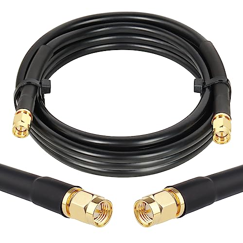 MOOKEERF KMR240 SMA Male to SMA Male Coaxial Cable 50 ohm Coax Ultra Low Loss Antenna Extension for 3G/4G/5G/LTE Network Equipment, GPS, RF Radio (5FT) - size: 5 FT