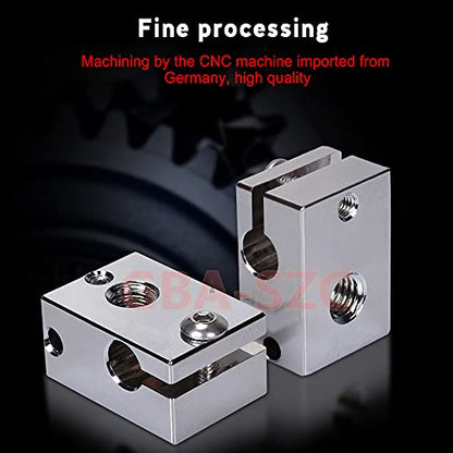 PT100 V6 Plated Copper Heater Block 1PC with Silicone Sock for Titan Aero Extruder,V6 Hotend,V6 heatbreak,Prusa i3 MK3/MK3S hotend.(1 PC) - color: Heatblock-V6 1PC