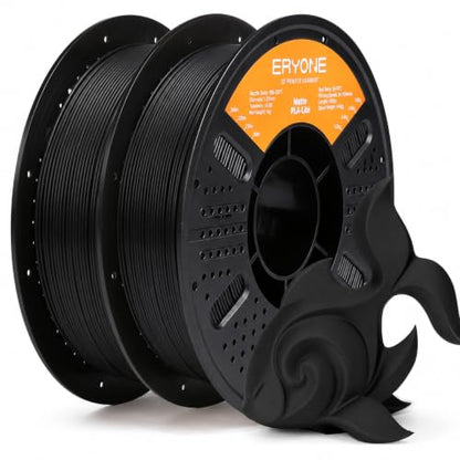 ERYONE Matte PLA Basic 3D Printer Filament 1.75 +/- 0.03mm, Matte Filament 2KG(4.4LBS) Spool, Black - color: Lite Matte Black-2kg