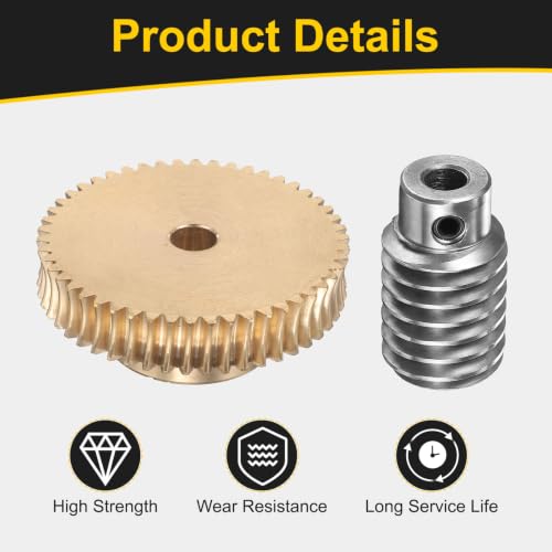 uxcell Worm Gear Set 50T 1 Module 50:1 Reduction Rate, 8mm/6mm Bore - size: 8mm/6mm Bore (1Mod 50T)