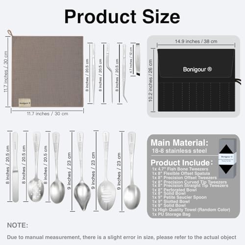 | Plating Tools Culinary Set | 11 Piece Professional Chef Plating Tools Pro Kit | Kitchen Plating Utensils | Modernist Cuisine Food Art | Stainless Steel | Black (Silver) - color: Silver