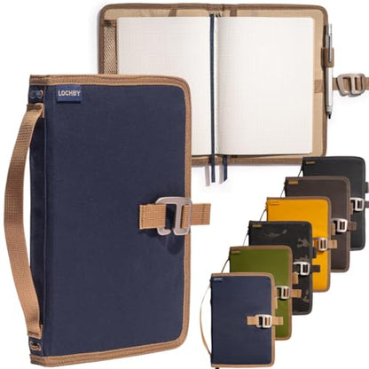 LOCHBY® Field Journal | Planner Cover | Water Resistant Waxed Canvas | Pen Loop | Included Tomoe River Notebook | Perfect for Travel, Art, Bullet Journal - color: Nautical, size: A5 Hook