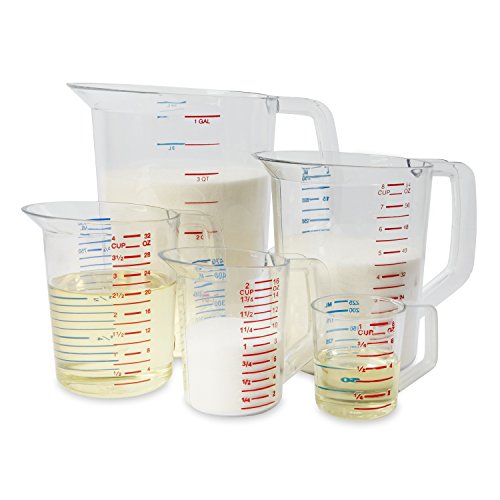 Rubbermaid Commercial Products Bouncer Clear Measuring Cup, 2-Cup/0.5-Quart, Clear, Strong Food Grade, Easy Read for Liquid/Dry Ingredients, for Home/Professional Kitchen (Pack of 6) - size: 1/2 Qt (Pack of 6)