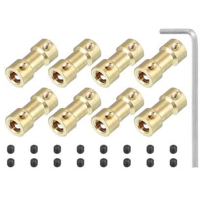 PATIKIL Brass Shaft Coupling Joint 2mm to 5mm, 8 Pcs Motor Shaft Coupler Extension Connector Rigid Sleeve Adapter Transmission Joint with Screws for RC Car Tires Shaft Motor - size: 2mm to 5mm