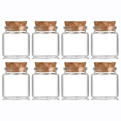 8 pcs 30ml Small Glass Bottles with Cork Stopper,Decorative Bottle,Vials Jars,Cute Storage Jar,Wishing Bottle 37x40mm(1.46x1.58inch) - size: 37x40mm(1.46x1.58inch)