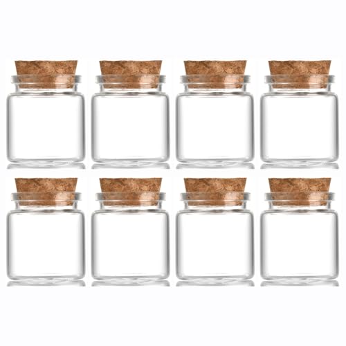 8 pcs 30ml Small Glass Bottles with Cork Stopper,Decorative Bottle,Vials Jars,Cute Storage Jar,Wishing Bottle 37x40mm(1.46x1.58inch) - size: 37x40mm(1.46x1.58inch)