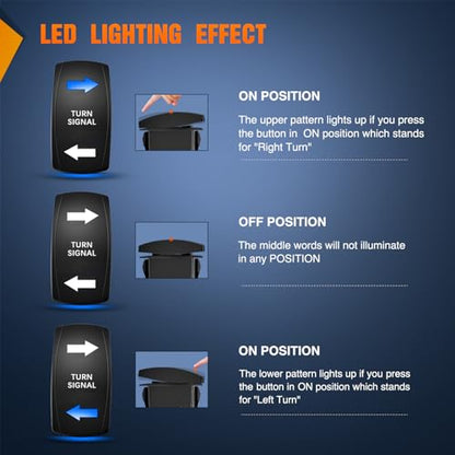 Nilight Turn Signal Switch with Flasher Relay Kit 4PIN ON Off ON Rocker Switch w/Blue LED Laser Etched SPDT Toggle Switches 12V 20A 24V 10A Jumper Wires for ATV UTV Tractor Motorcycle - size: TURN SIGNAL BLUE W/FLASHER