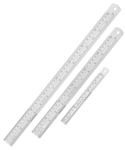 Mr. Pen- Metal Straight Edge Ruler, 3 pcs, 6", 12", 16" - color: Silver, size: 6, 12, 16 inch