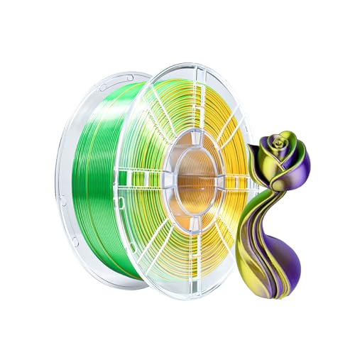 iBOSS Silk Tri-Color Filament, Gold Green Purple Silk PLA+ Filament 1.75mm +/- 0.02mm, PLA Plus 3D Printer Silk Filament Color Change 1kg(2.2lbs) Spool, Fit for Most FDM 3D Printers - color: B_ Tri Silk Gold Green Purple
