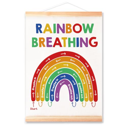 Ybqhd Rainbow Breathing Poster Hanger Frame Wall Art For Kids, Inspirational Canvas Poster Hanger Frame For Classroom Nursery Playroom Wall Decor - color: Rainbow Breathing
