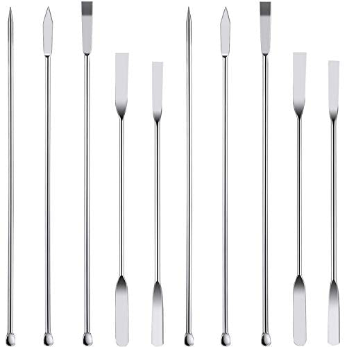 Boao 10 Pcs Stainless Steel Lab Spatulas Double Ended Sampling Scoop