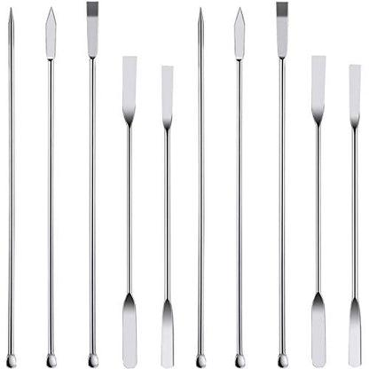 Boao 10 Pcs Stainless Steel Lab Spatulas Double Ended Sampling Scoop