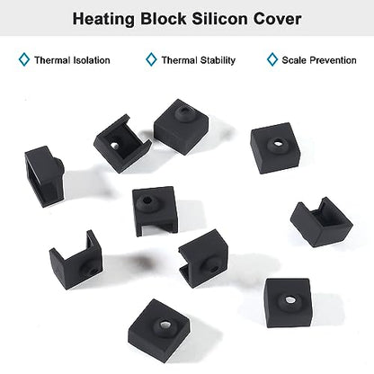 10PCS 3D Printer Hotend Silicone Sock Heater Block Silicone Cover for Ender 3/3 Pro/3 V2, Ender 5/5 Plus/ 5 Pro, CR 10 Series, MK7/ 8/9 3D Printer Hotend
