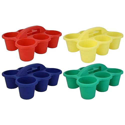 6-Hole Cup Caddies with Handle, Assorted Color Organizer Storage Container Holder Portable Utility Caddy Perfect for Classrooms Home Office Arts & Crafts, 2 ct. (Colors May Vary)