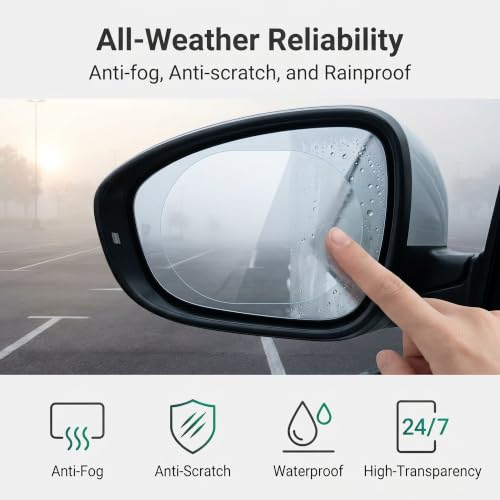 2 PCS Car Rearview Waterproof Films, PET Rainproof Anti Glare & Fog Side Mirror Sticker, Oval HD Protective Sticker for Safe Driving, Universal for Most Cars SUVs Trucks (Transparent)