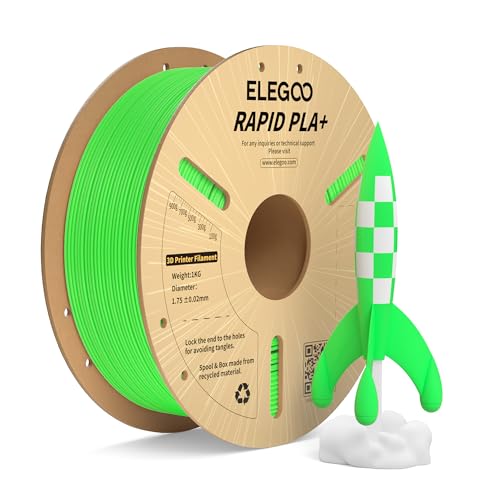 ELEGOO Rapid PLA Plus 3D Printer Filament 1.75mm Green 1KG - color: 1kg Green