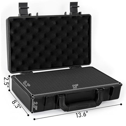 TORIBIO Hard Carrying Case with Foam,Shockproof Storage Box 13.6"x8.3"x2.5" - size: 13.6" x 8.3" x 2.5"