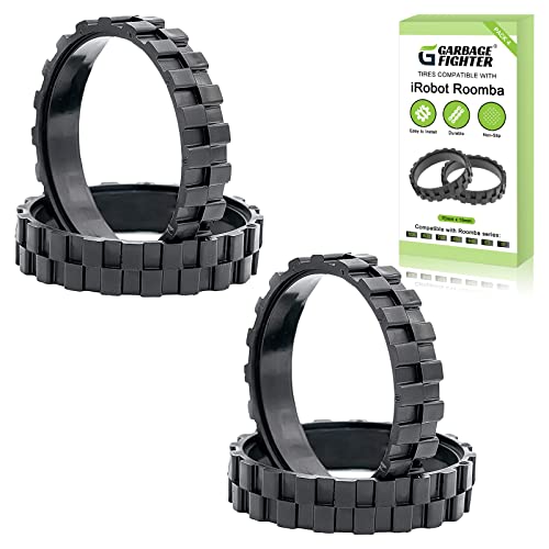 Garbage fighter Tires for IROBOT ROOMBA Wheels Series 500, 600, 700, 800 and 900, e5, e6, i7,Anti-Slip, Great Adhesion and Easy Assembly, Wheel Replacement for All roomba Models (Black 4 Pack) - color: 4wheels