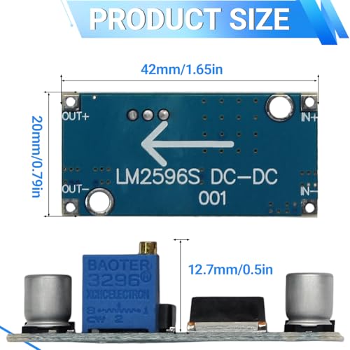 6pcs LM2596 DC-DC Buck Converter Power Module, 3.2V-35V to 1.25V-35V - size: 6 PCS