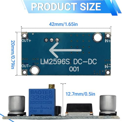 6pcs LM2596 DC-DC Buck Converter Power Module, 3.2V-35V to 1.25V-35V - size: 6 PCS