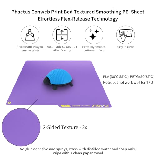 FYSETC Upgrade Cool Plate for Flashforge Printer: Replacement Phaetus Conweb Print Bed Textured Smoothing PEI Sheet for 5M Pro AD5X AD5M for Keep Printing Filament PLA 720H Saving Energy 42kwh Purple