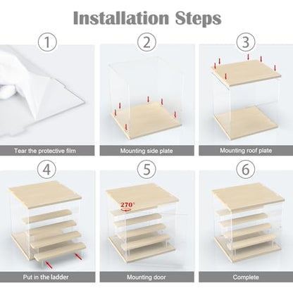 Acrylic Display Case for Collectibles, 5 Tier Figure Display Box with Door - color: Wood