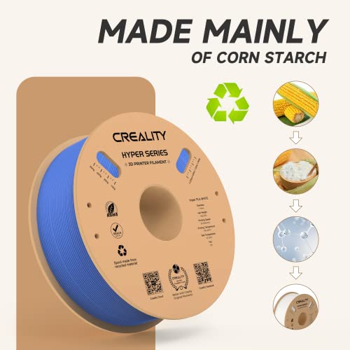Official Creality Hyper PLA Filament 1.75mm, High Speed PLA 30-600mm/s 3D Printer Filament, Dimensional Accuracy +/-0.02mm, Fit Most FDM 3D Printers，1KG(2.2lbs) Spool Blue - color: Blue